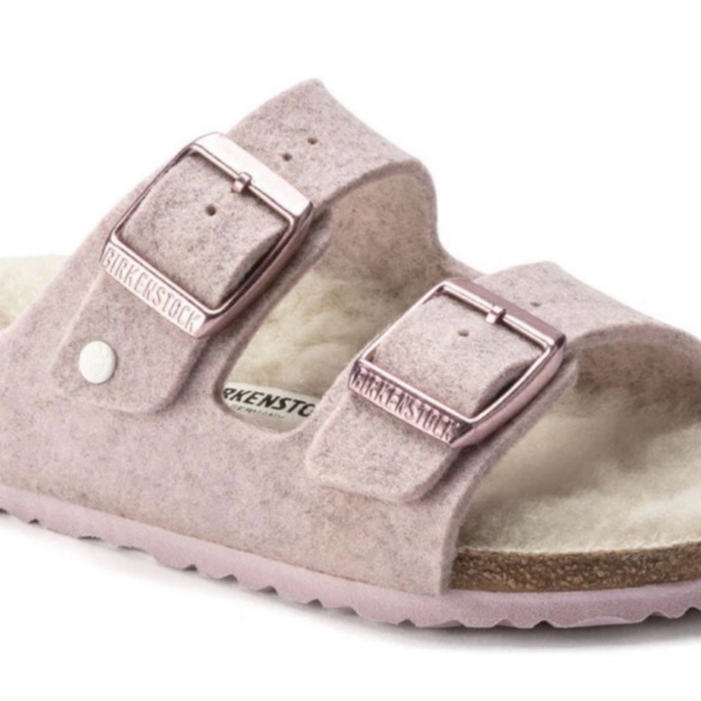 Birkenstock Arizona Pale Pink Felt Double-Buckle Sandal